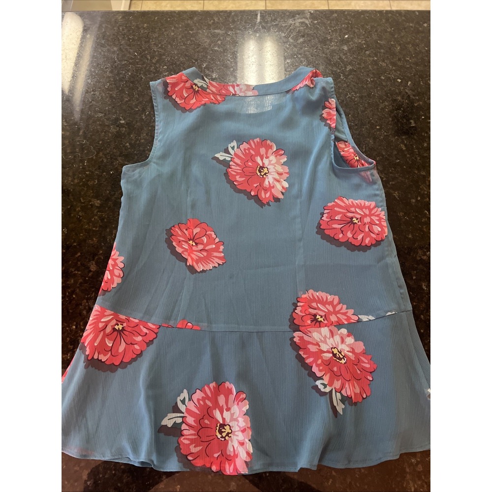 Cabi Style 3445 Blushing Floral Blouse Teal Sz XS Peplum Lined Tank‎ Shirt Top - Picture 5 of 8